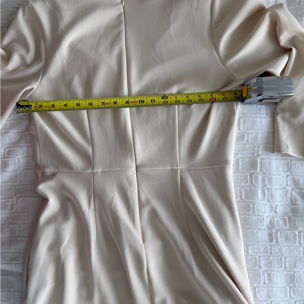 Maggy London Cream V-Neck Long Sleeve A-Line Dress - Picture 7 of 8